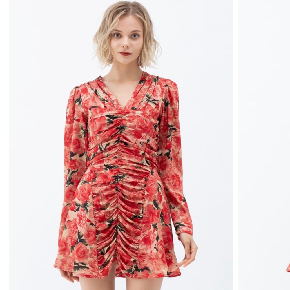 Floral v neck mini dress XS